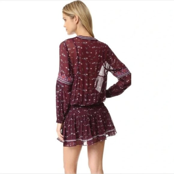 Ulla Johnson Burgundy Gita Floral Silk Mini Dress - Extra Small XS (0) - Picture 2 of 11